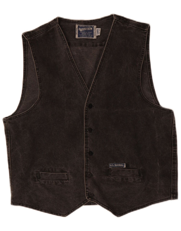 VINTAGE Chaleco de pana para mujer Reino Unido 18 XL Algodón gris