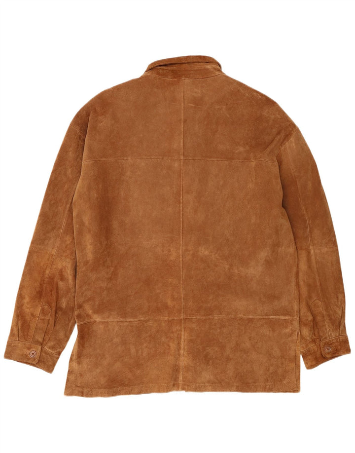 Vintage hombres ante chaqueta Reino Unido 42 XL cuero marrón