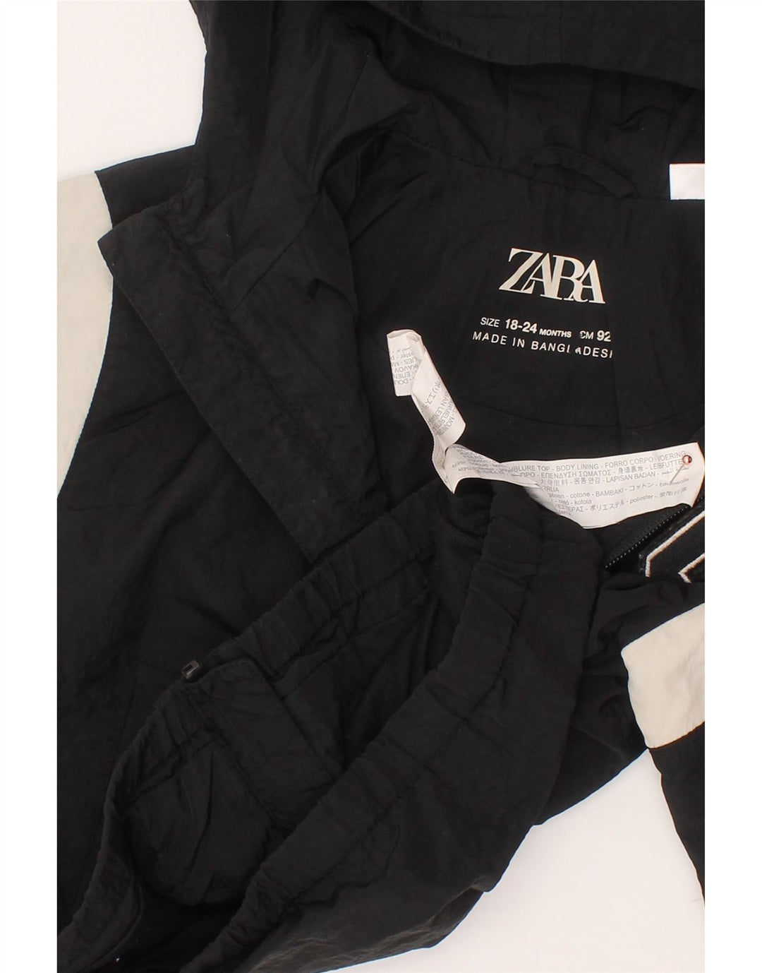 ZARA Cazadora bomber con capucha para bebé niño 18-24 meses Algodón color block negro