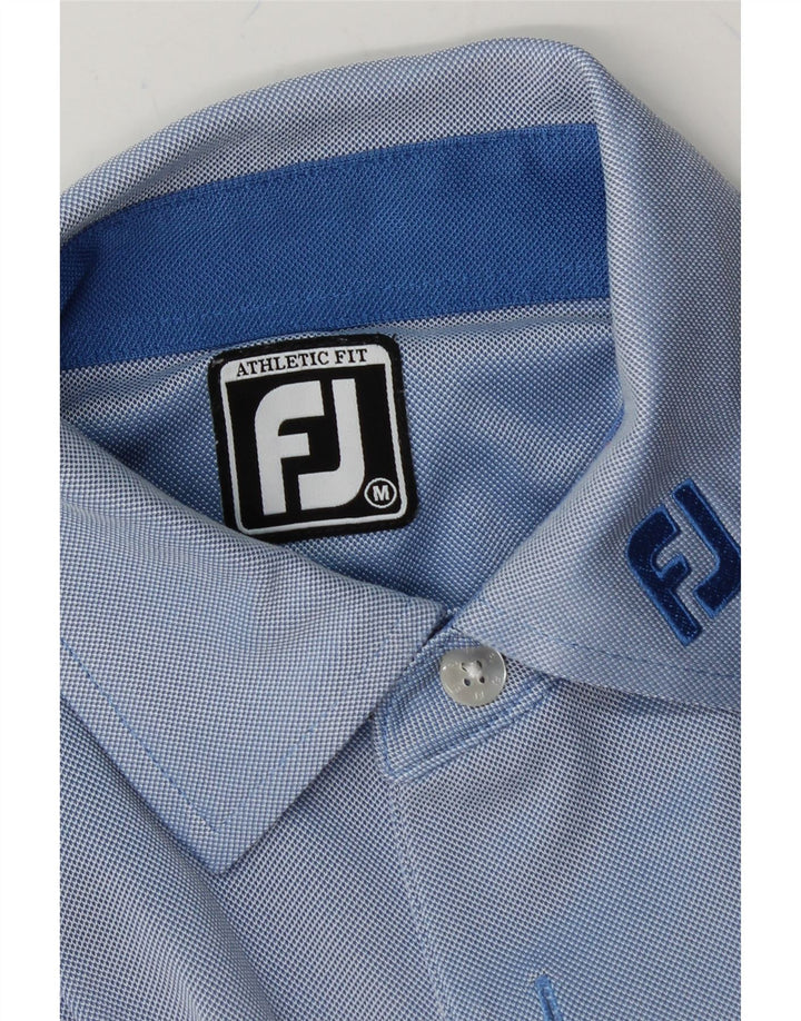 VINTAGE Mens Athletic Fit  Polo Shirt Medium Blue Striped Polyester Vintage Vintage and Second-Hand Vintage from Messina Hembry 