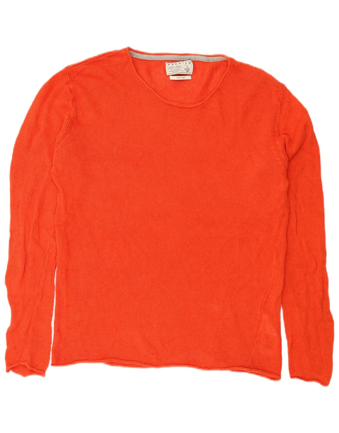 Jack & Jones Mens Crew Neck Jumper Sweater Large Lino Naranja