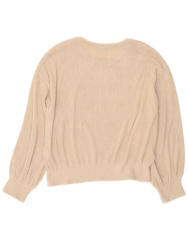 Zara Blusa extragrande de manga larga para mujer UK 46 Poliéster beige grande