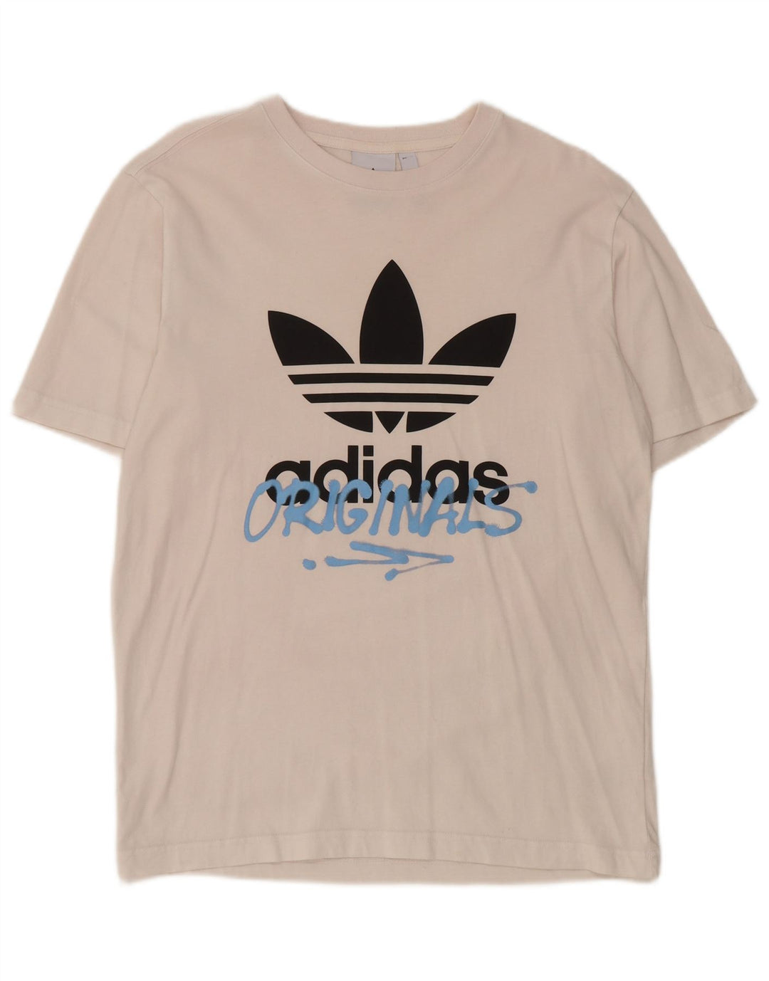 Adidas - Camiseta gráfica para hombre, talla pequeña, algodón blanco