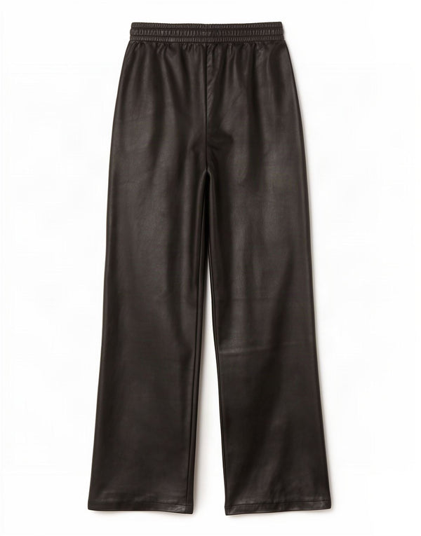 Topshop Womens Loose Fit Faux Leather Trousers UK 8 Small W26 L29 Black
