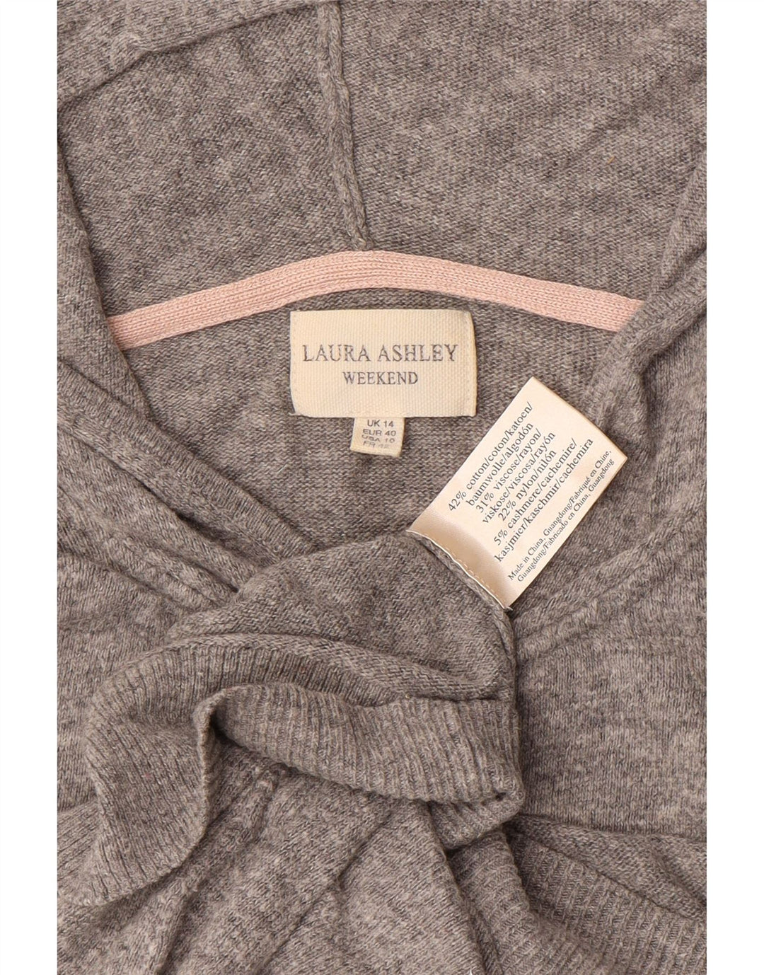 LAURA ASHLEY Suéter tipo cárdigan con capucha de fin de semana para mujer UK 40 Grande Gris
