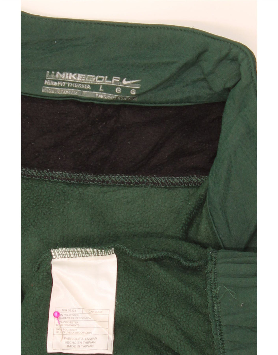 NIKE Hombre Zip Neck Sudadera Jumper Large Verde Colorblock Poliéster