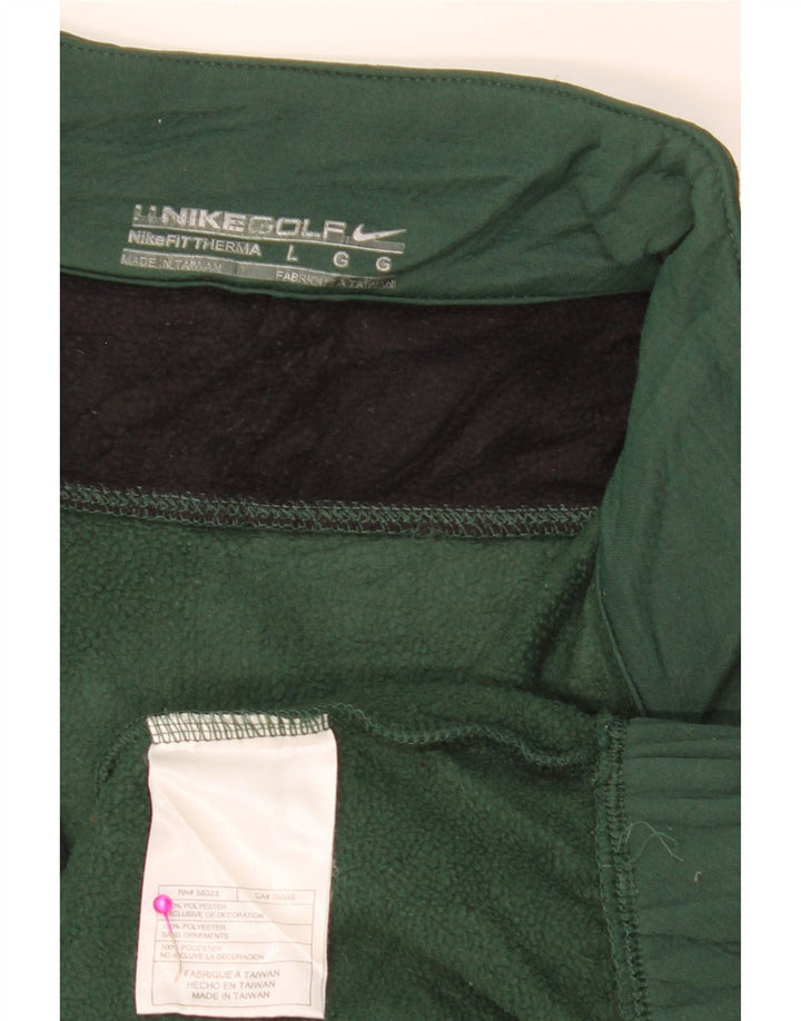 NIKE Hombre Zip Neck Sudadera Jumper Large Verde Colorblock Poliéster