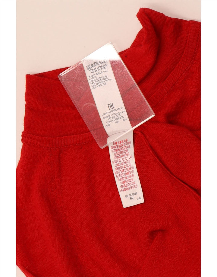MARKS & SPENCER Suéter tipo jersey con cuello alto para mujer UK 12 Medium Red
