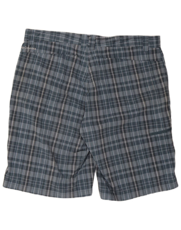 Columbia Pantalones cortos cargo para hombre W40 XL Poliéster a cuadros azules
