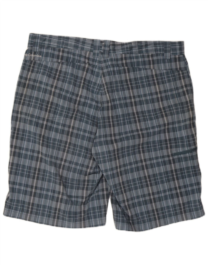 Columbia Pantalones cortos cargo para hombre W40 XL Poliéster a cuadros azules