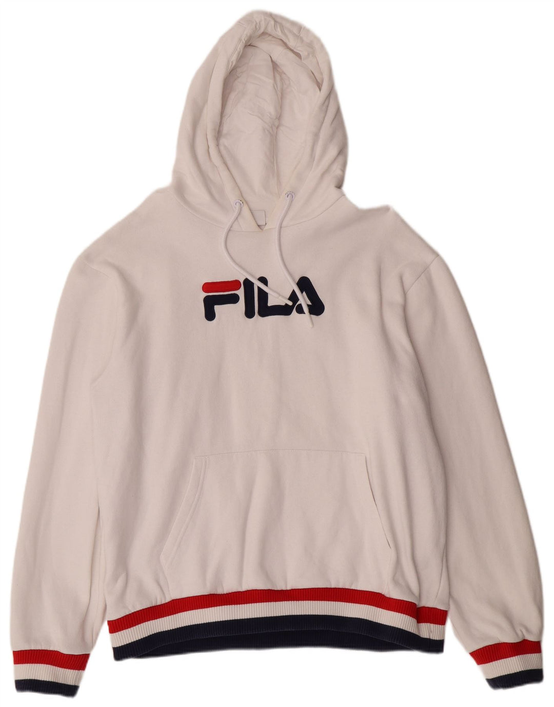 FILA Sudadera con capucha gráfica para hombre XL Algodón blanco