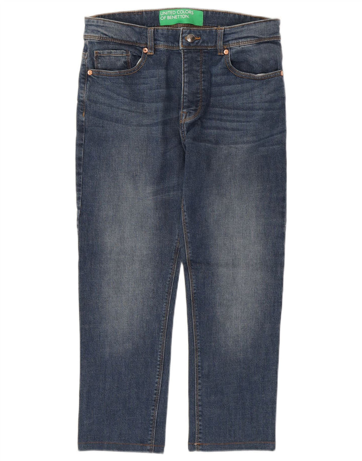 BENETTON Vaqueros rectos para hombre W30 L23 Algodón azul