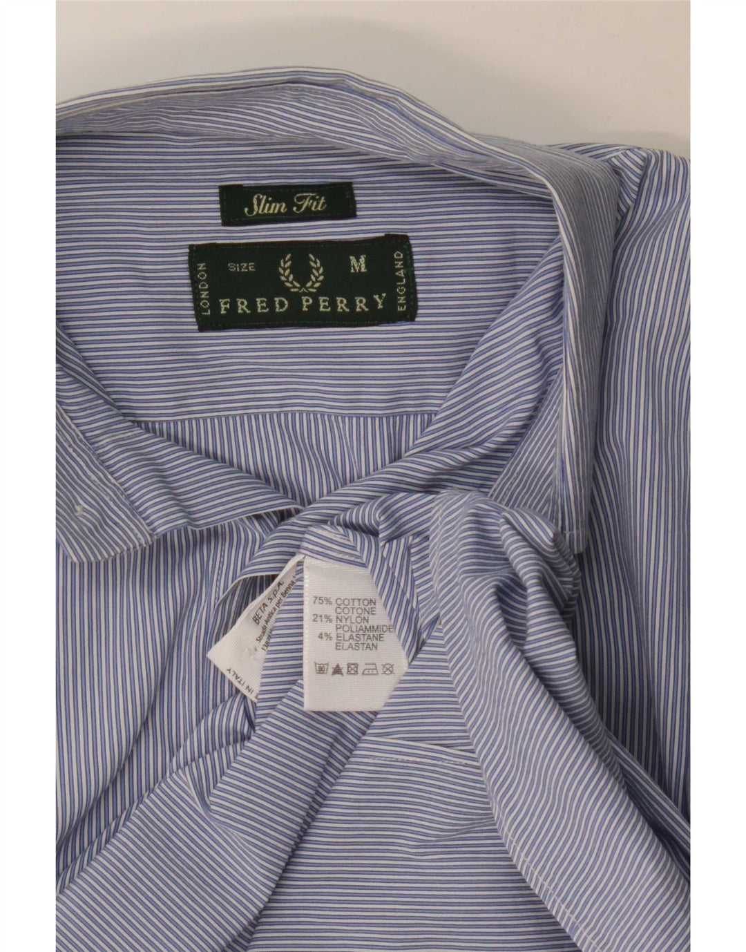 Camisa Fred Perry Hombre Slim Fit Clásica De Algodón A Rayas Azul Medio