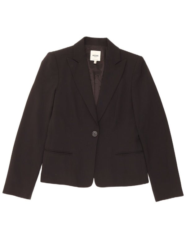Moschino Chaqueta Blazer De 1 Botón Para Mujer UK 44 Poliéster Negro Mediano