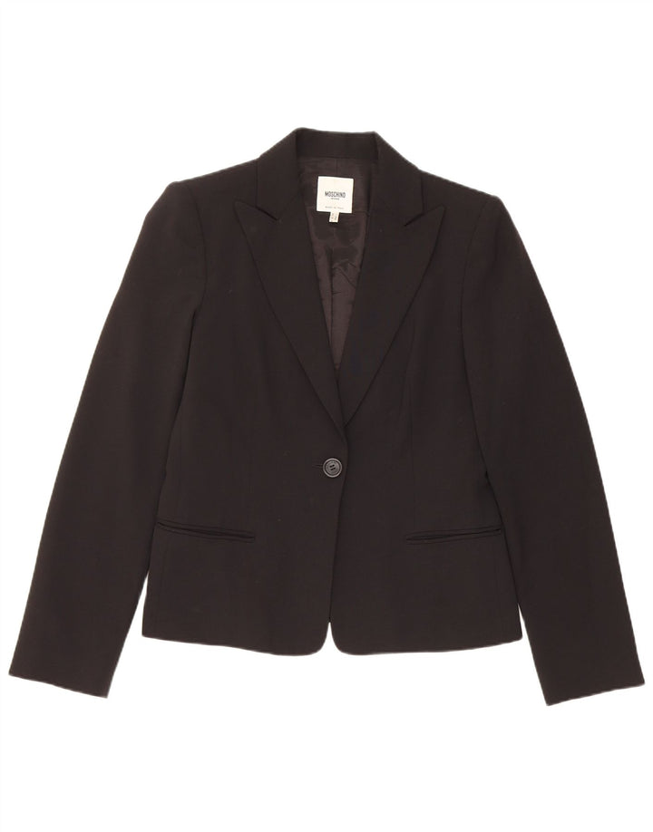 Moschino Chaqueta Blazer De 1 Botón Para Mujer UK 44 Poliéster Negro Mediano