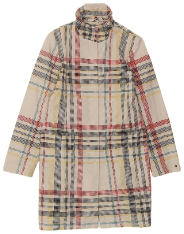 TOMMY HILFIGER Abrigo para mujer UK 14 Mediano Off White Check Cotton