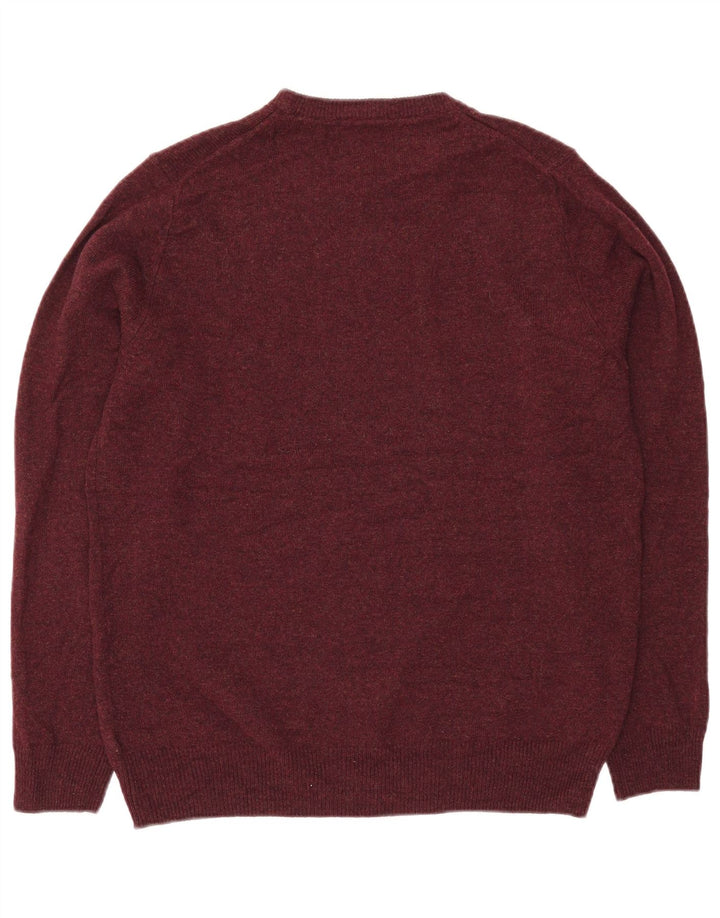 Marks & Spencer - Jersey de cuello redondo para hombre, talla grande, lana burdeos