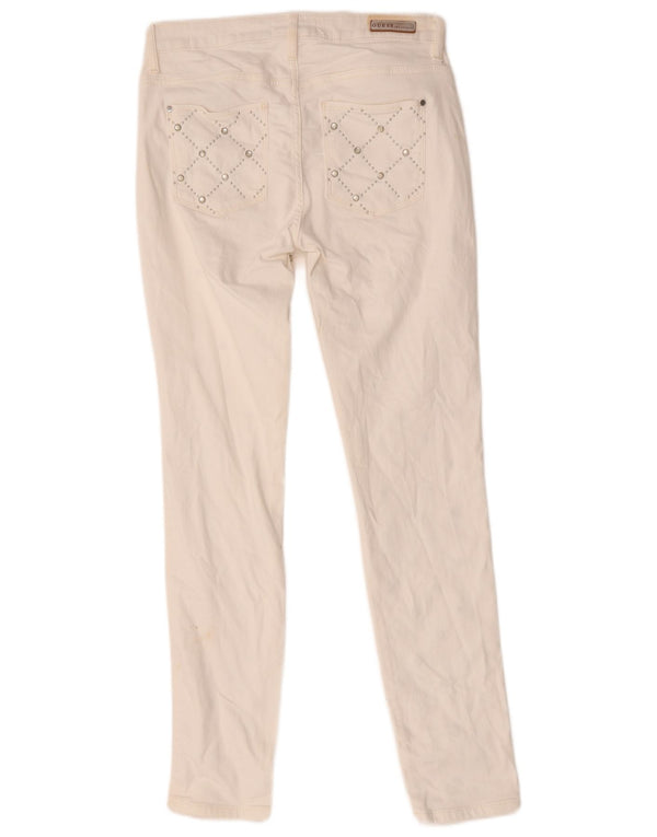 Guess Jeans Ajustados Curvos Sexy para Mujer W28 L28 Algodón Geométrico Blanco