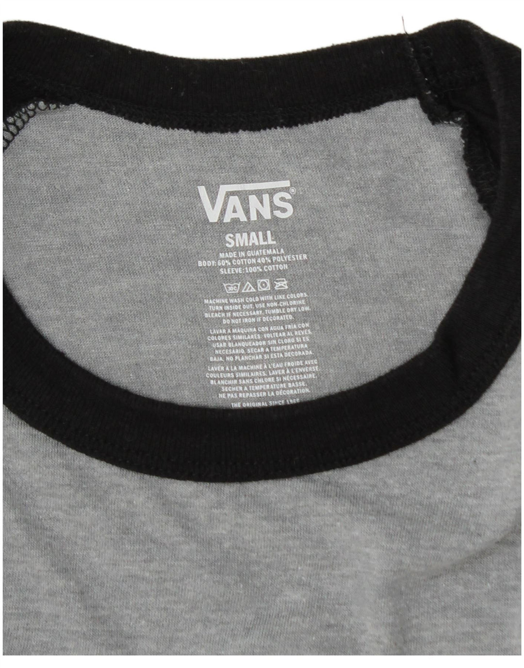 Vans Hombre Gráfico Top Manga 3/4 Pequeño Algodón Gris