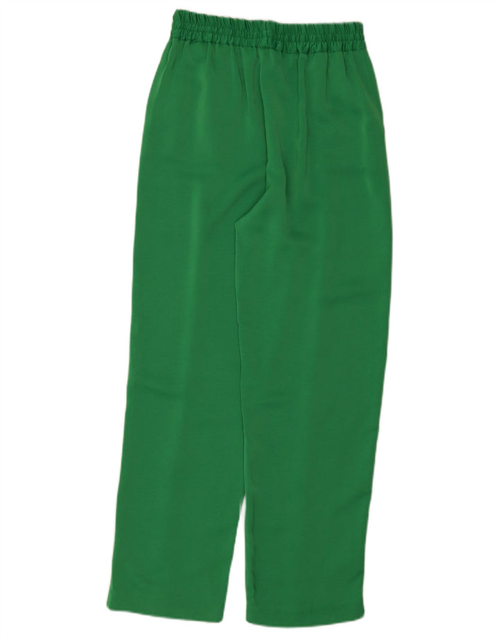 Zara Mujer Pantalón Casual Recto Small W26 L28 Poliéster Verde