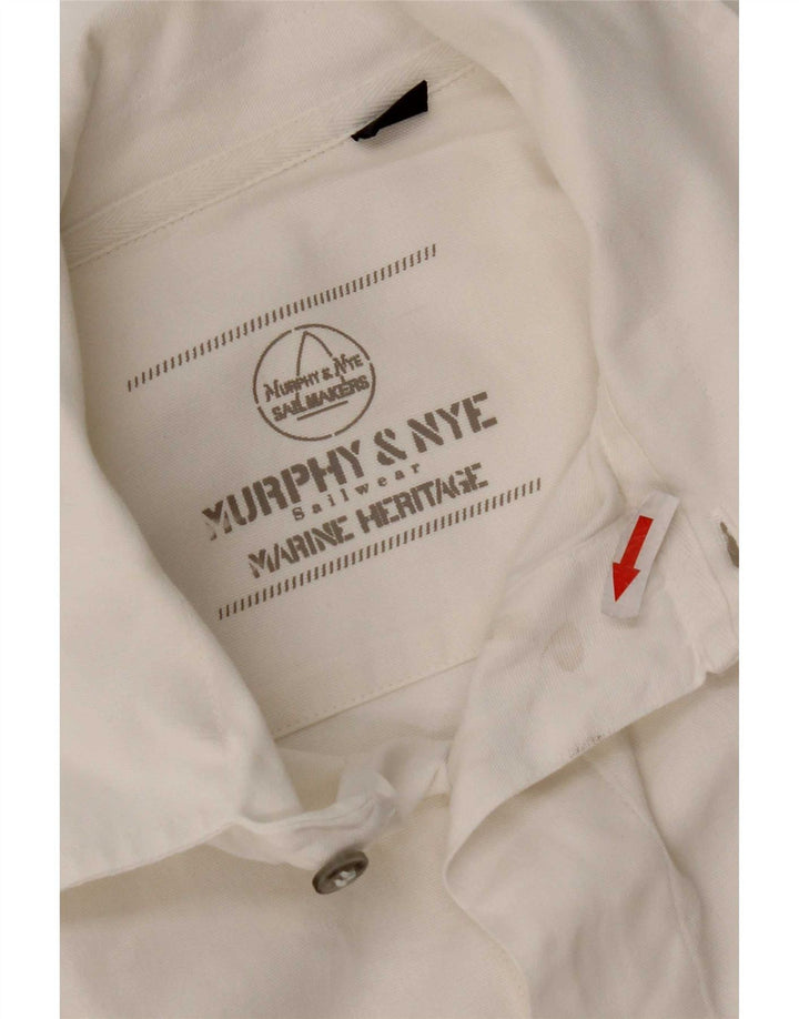 Murphy & Nye Camisa de manga corta para hombre grande de algodón blanco