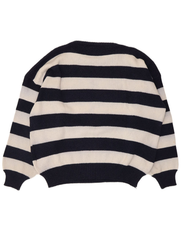 Avanti Mens Crew Neck Jumper Sweater IT 52/54 Large Blue Striped Acrylic