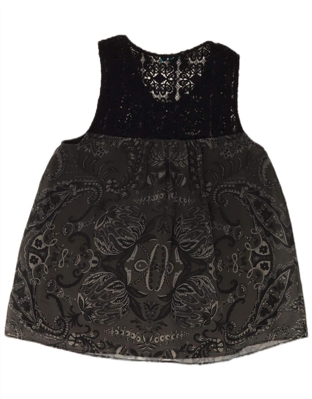 DESIGUAL Blusa gráfica sin mangas para mujer UK 40 XL Gris Paisley