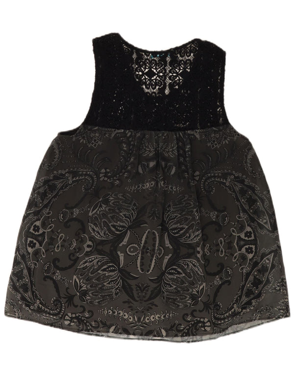DESIGUAL Blusa gráfica sin mangas para mujer UK 40 XL Gris Paisley