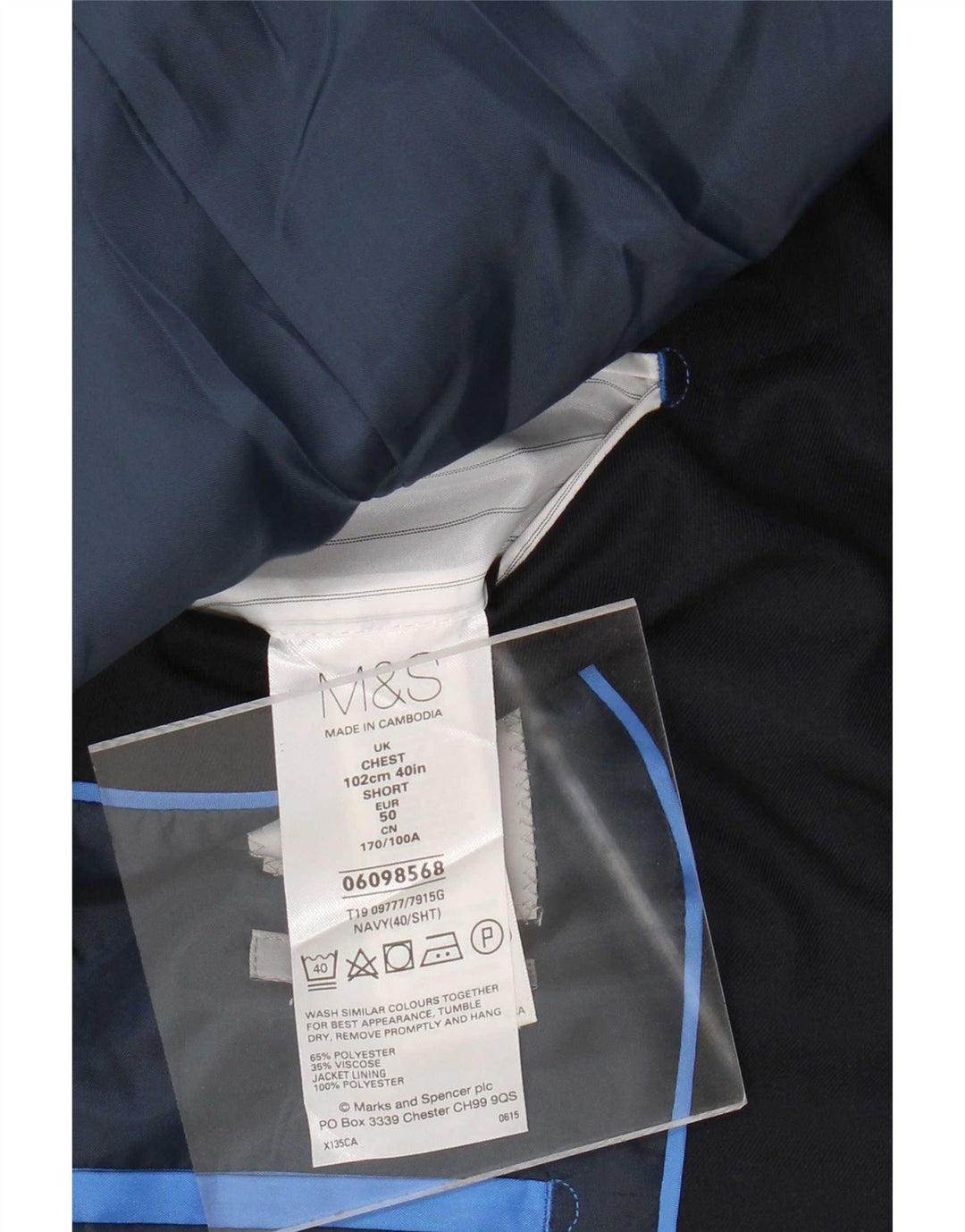 Marks & Spencer Chaqueta tipo blazer de 2 botones para hombre UK 40 Medium Azul marino