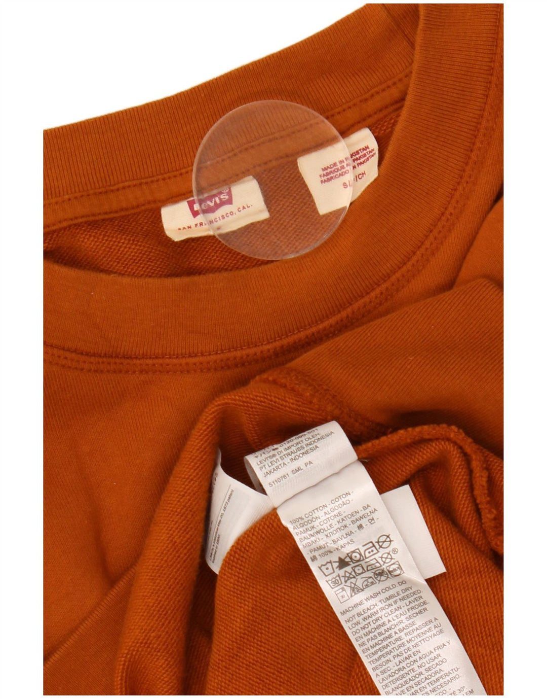 LEVI'S Sudadera con gráfico extragrande para mujer UK 10 Small Brown Cotton