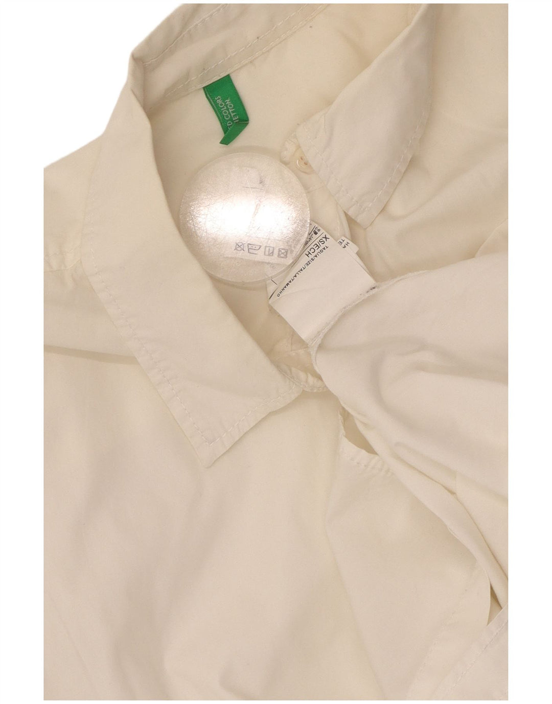 BENETTON Camisa extragrande para mujer UK 6 XS Algodón blanco