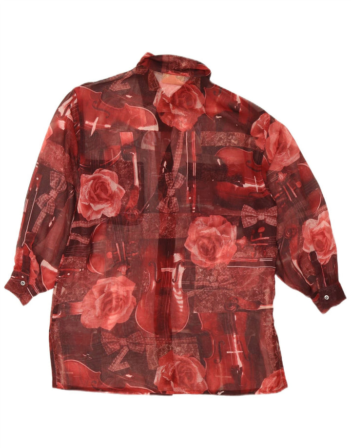 Penny Black Blusa para mujer Reino Unido 8 Pequeño Poliéster floral rojo