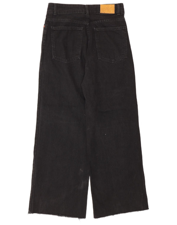 Zara Vaqueros de pierna ancha y cintura alta para mujer EU 38 Small W28 L29 Negro