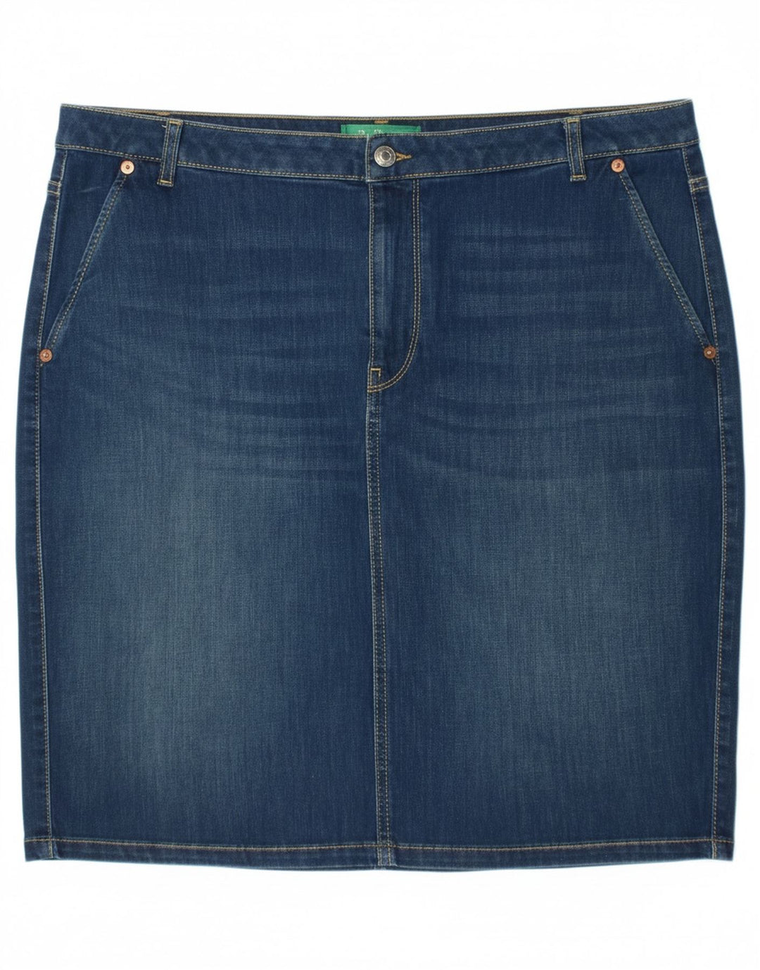 BENETTON Womens Denim Skirt W35 Large  Navy Blue Cotton