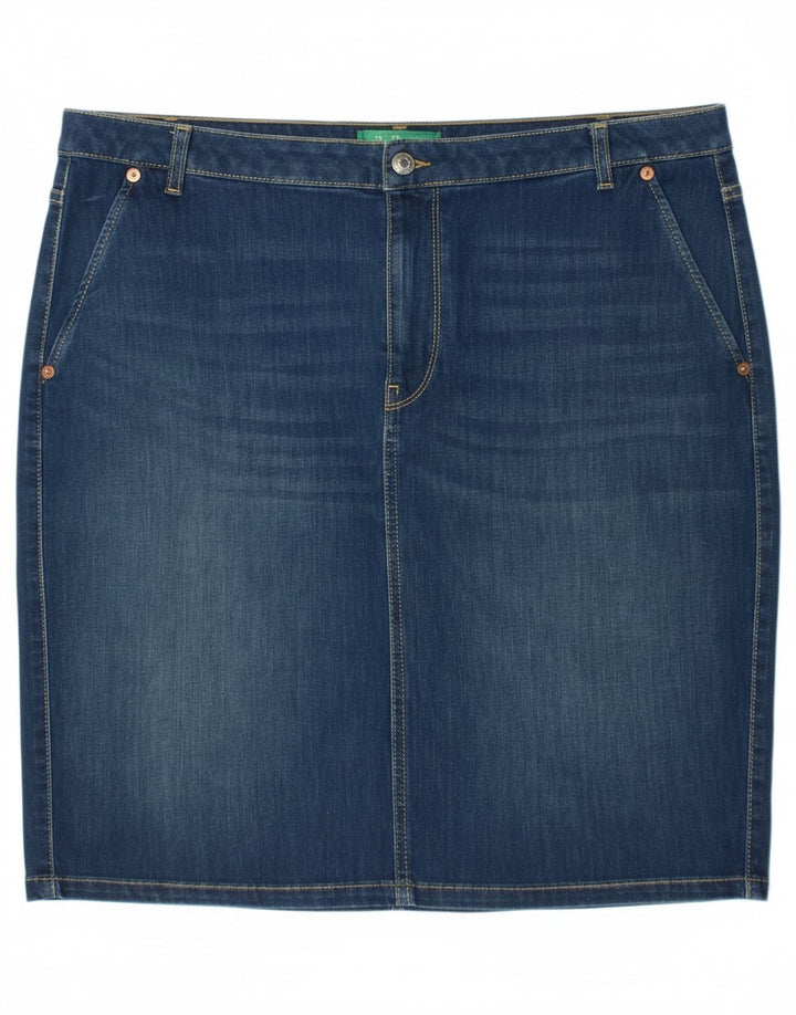 BENETTON Womens Denim Skirt W35 Large  Navy Blue Cotton