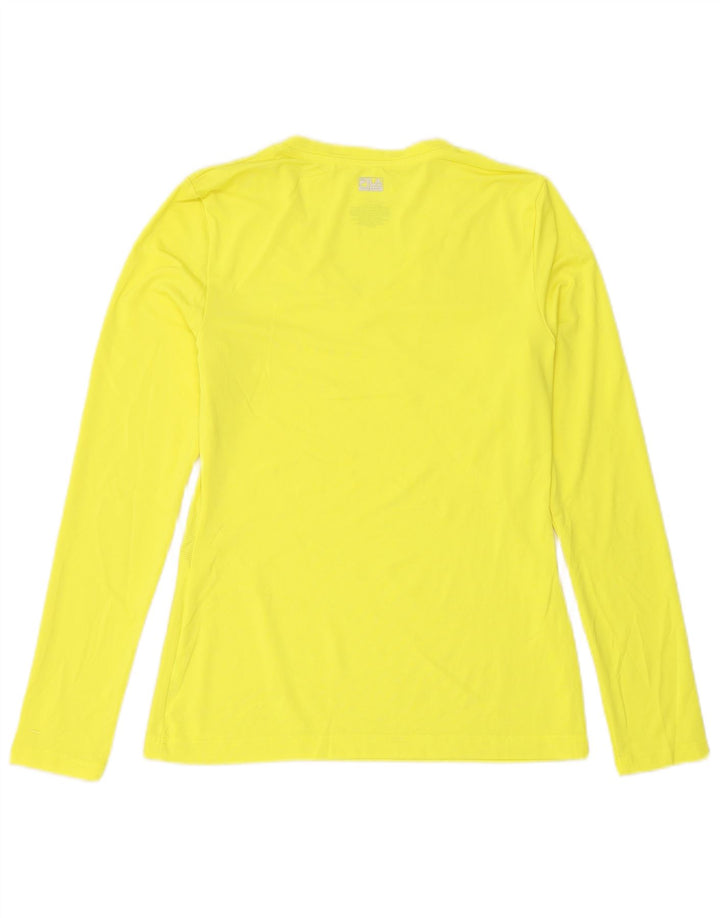 Fila Mujer Top Manga Larga UK 10 Pequeño Poliéster Amarillo