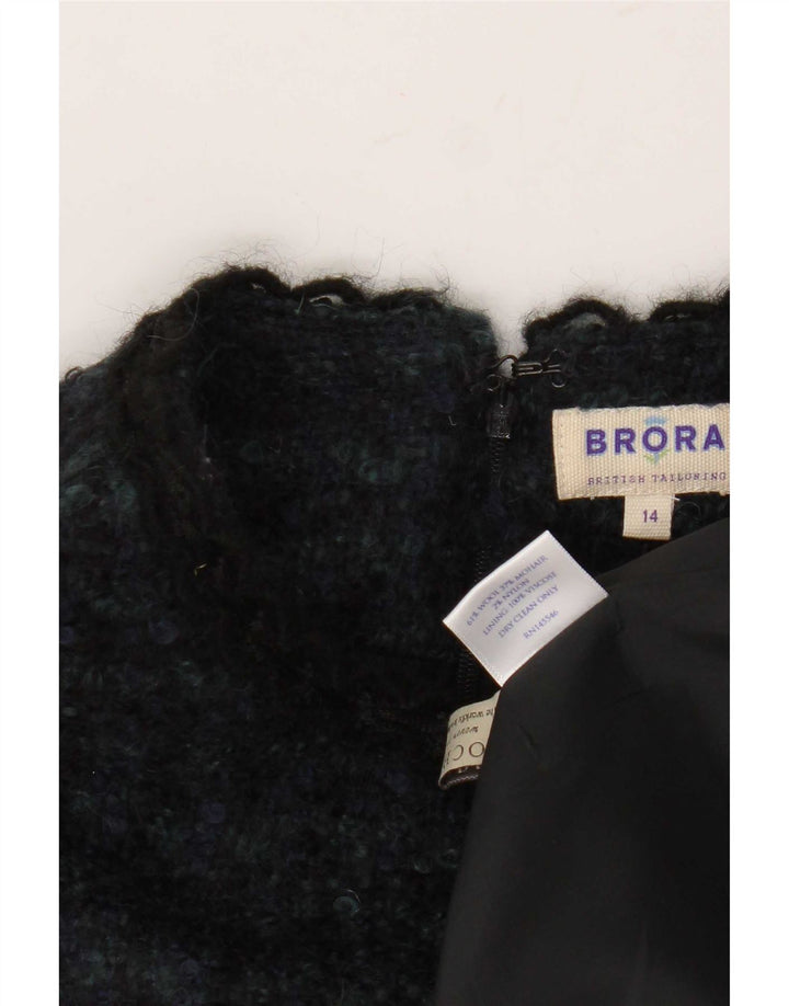 Brora Vestido tubo sin mangas para mujer UK 44 Lana de pata de gallo azul marino grande
