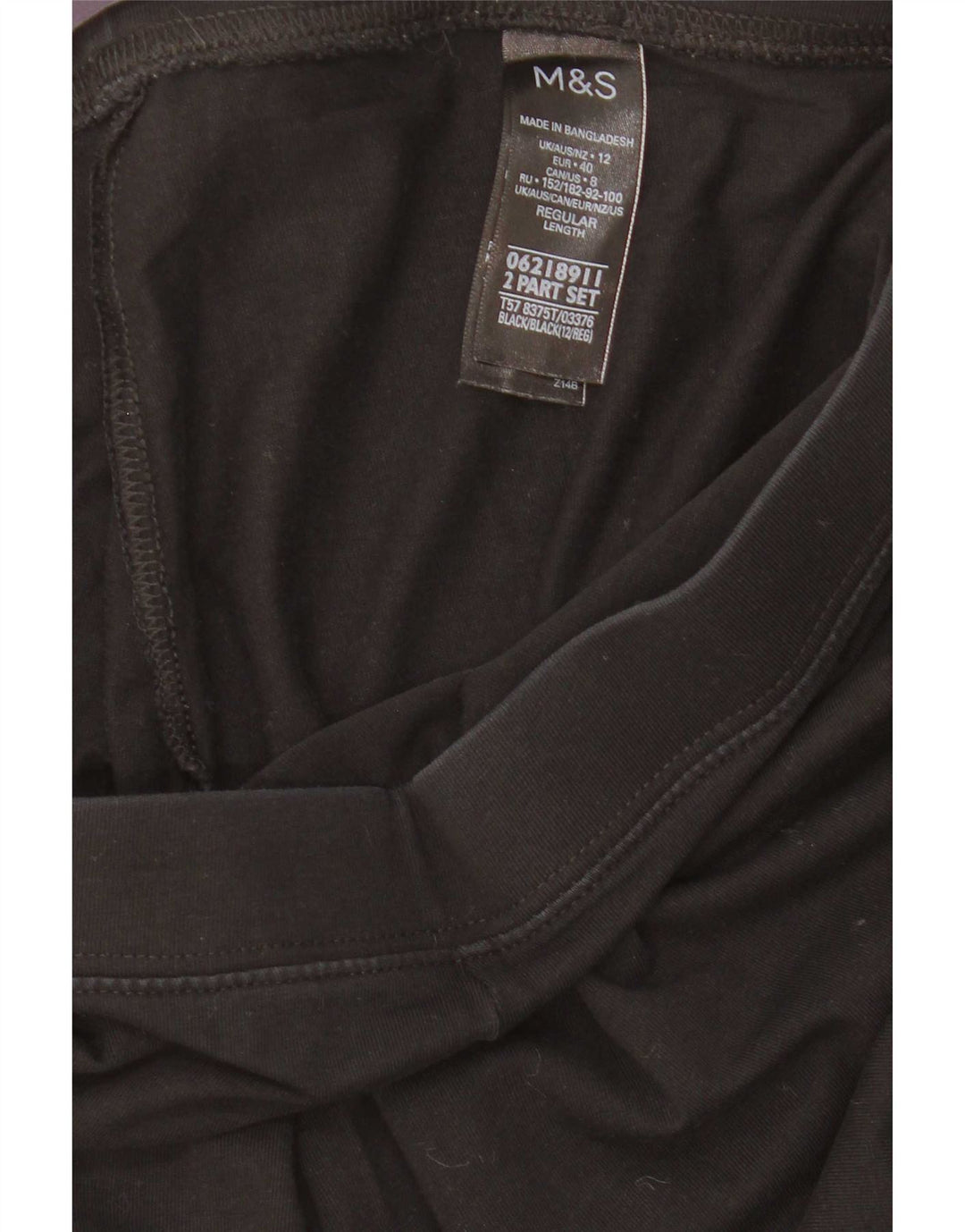 Marks & Spencer Leggings para mujer Reino Unido 12 Mediano Algodón negro