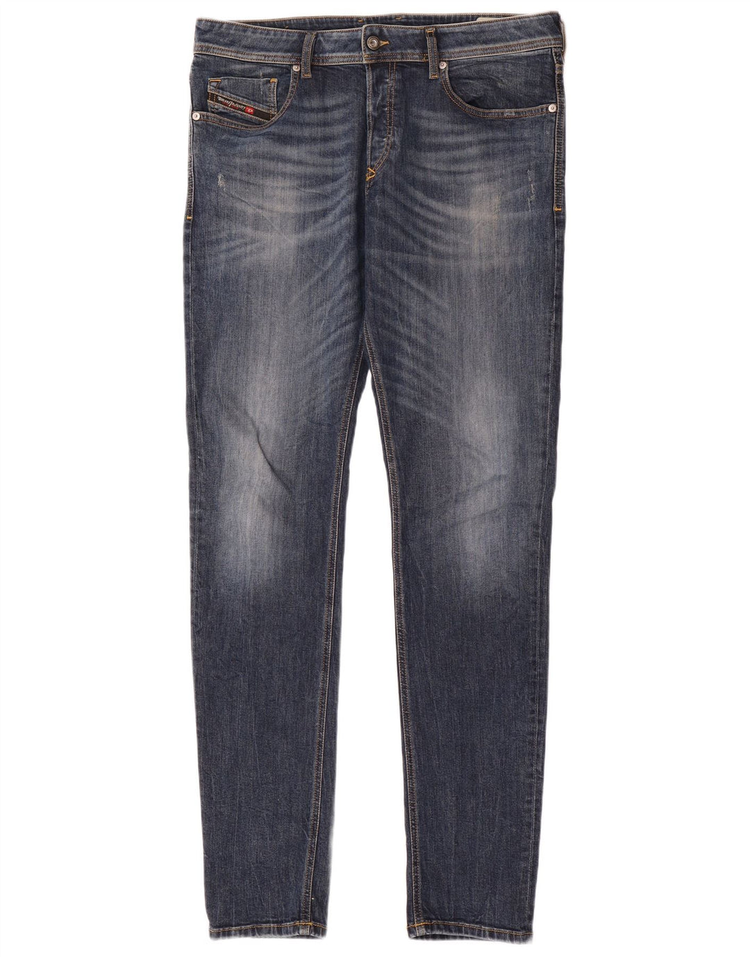 DIESEL Vaqueros pitillo desgastados para hombre W34 L35 Algodón azul