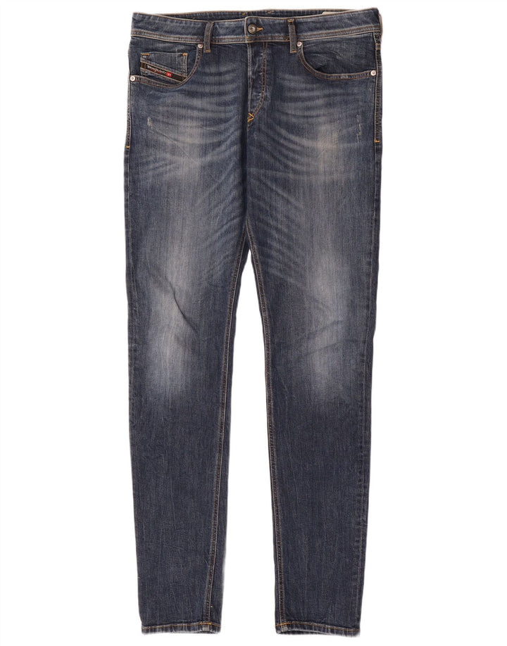 DIESEL Vaqueros pitillo desgastados para hombre W34 L35 Algodón azul