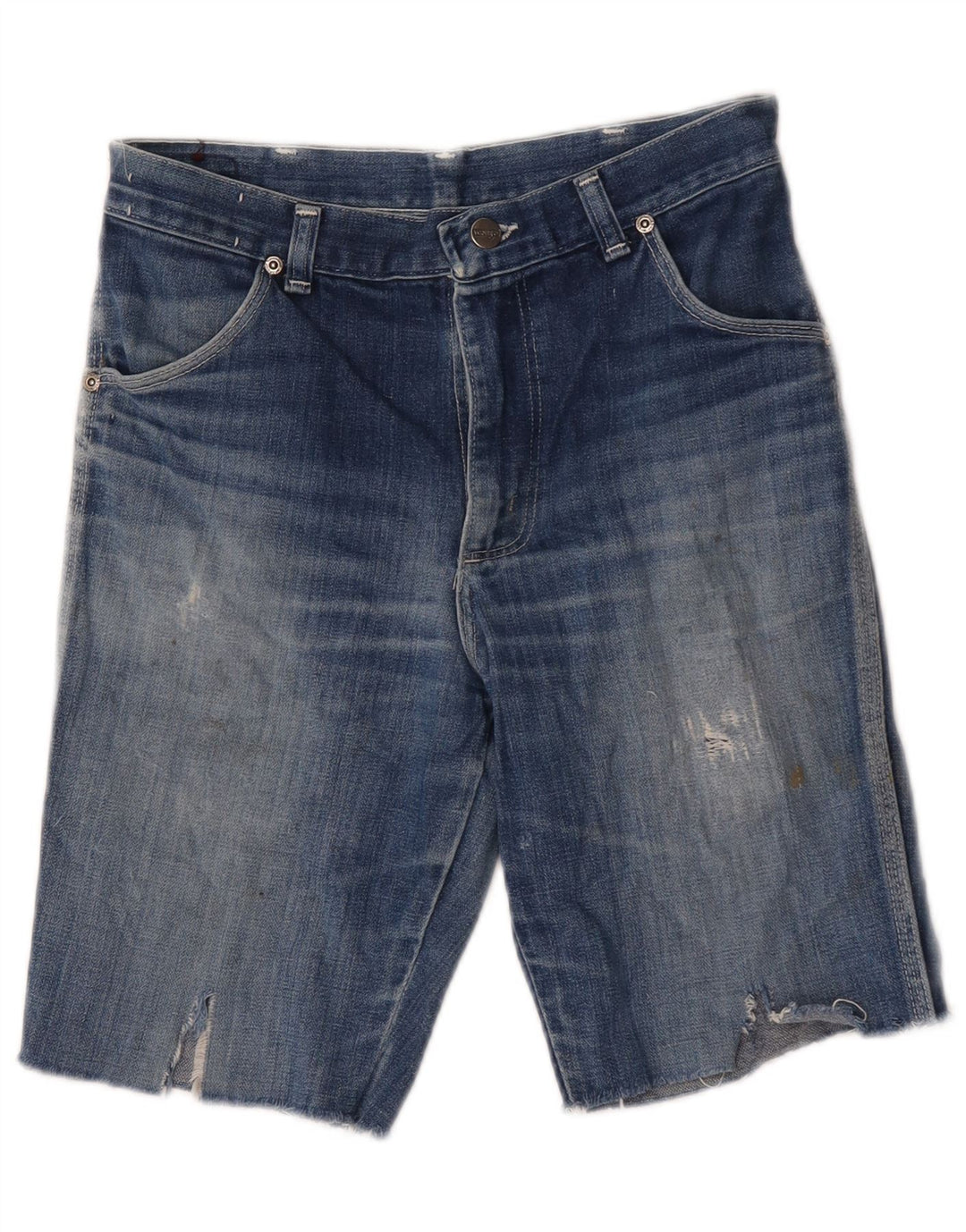 Wrangler Pantalones Cortos De Mezclilla Desgastados W29 Azul Medio