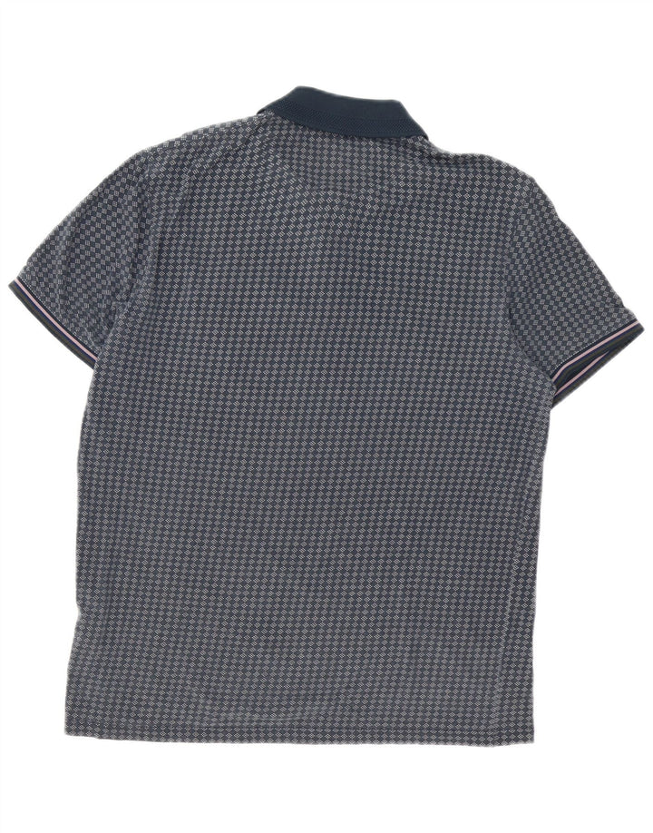Ted Baker Polo para hombre talla 3 mediano azul marino geométrico