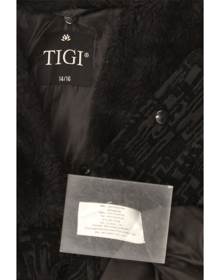 Tigi Chaqueta Bomber para Mujer UK 40/16 Grande Poliéster Geométrico Negro