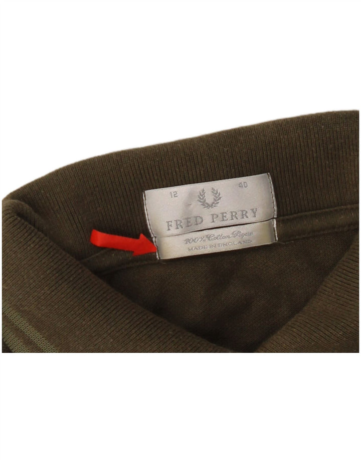 Fred Perry Polo para mujer UK 12 Algodón caqui mediano
