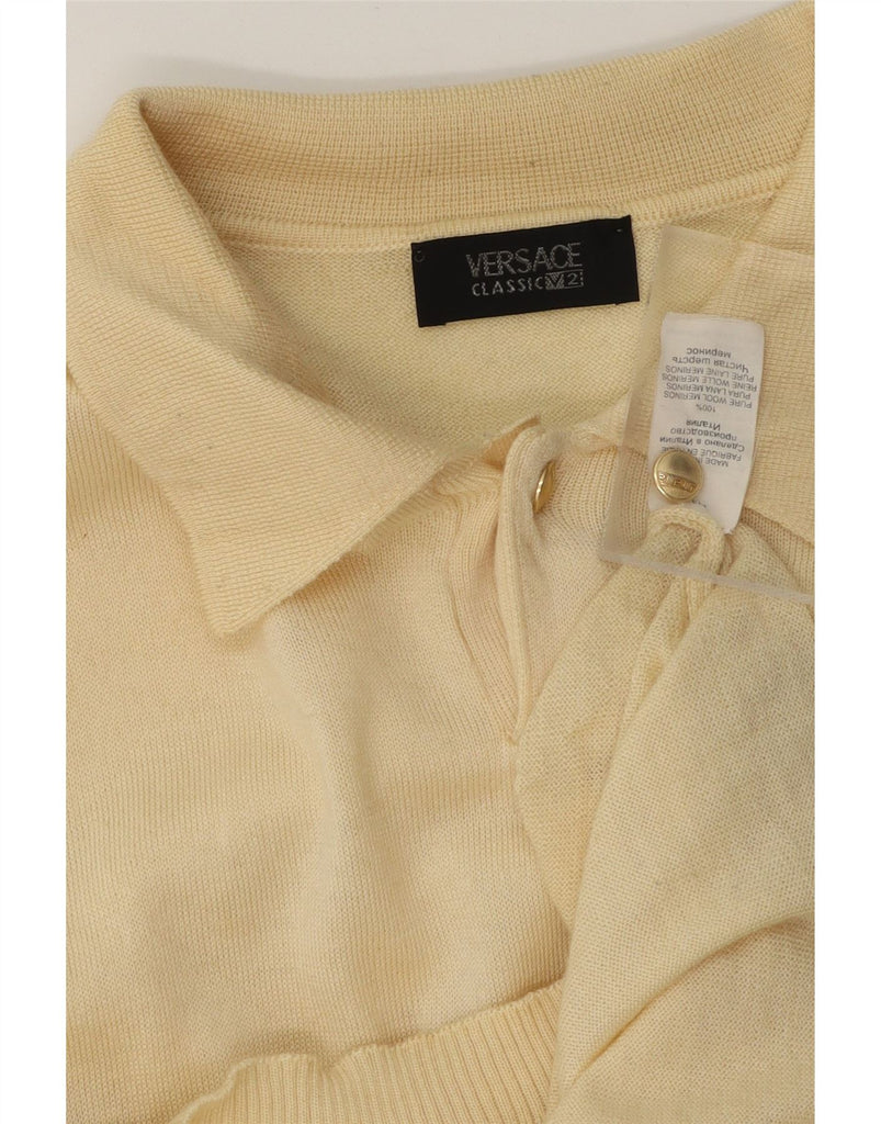 VERSACE Mens Polo Neck Jumper Sweater 2XL Beige Merino Wool Vintage Versace and Second-Hand Versace from Messina Hembry 