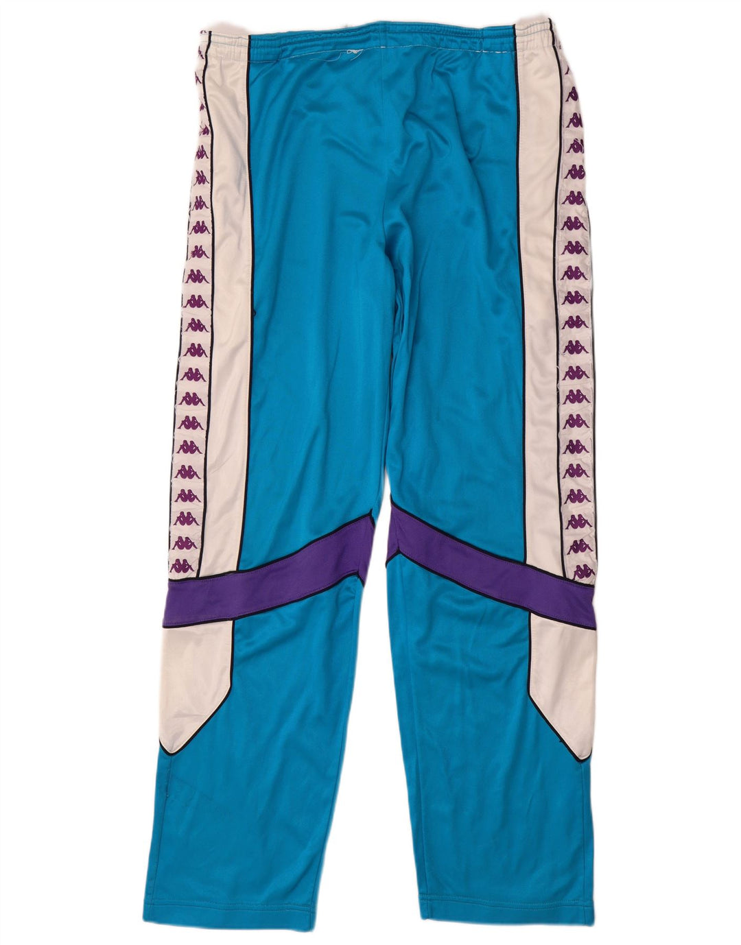 Kappa Hombre Pantalones De Chándal Gráficos De Triacetato Con Bloques De Color Azul Grande
