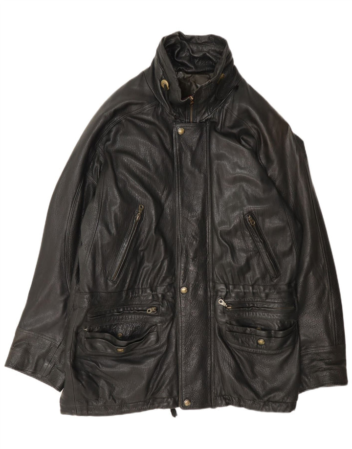 Pierre Cardin Chaqueta de cuero para hombre UK 42 XL Negro