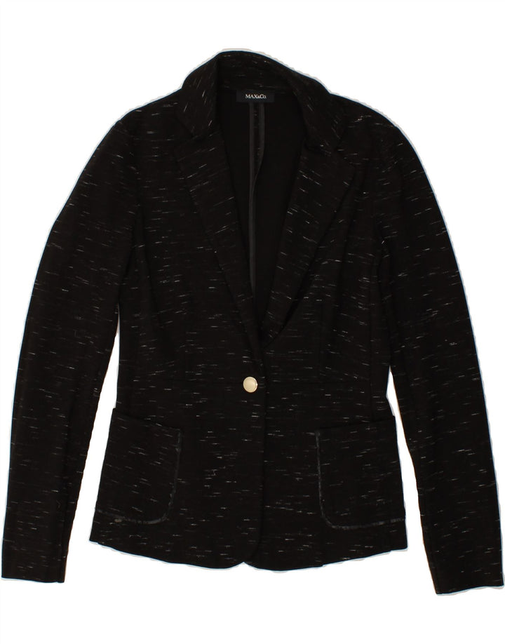 MAX & CO. Womens 1 Button Blazer Jacket UK 10 Small Black Flecked Viscose Vintage Max & Co. and Second-Hand Max & Co. from Messina Hembry 