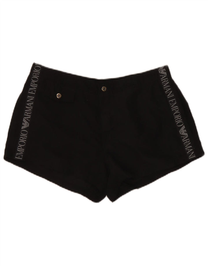 Emporio Armani Pantalones cortos casuales gráficos para mujer W30 Poliéster negro mediano