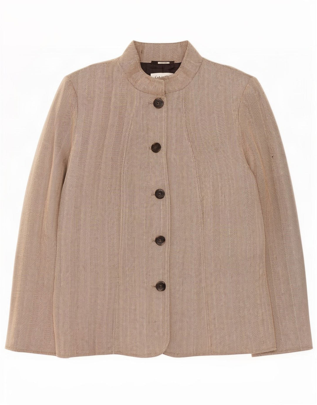 Calvin Klein Chaqueta Blazer de 5 Botones para Mujer US 14 XL Beige Espiga Rayón